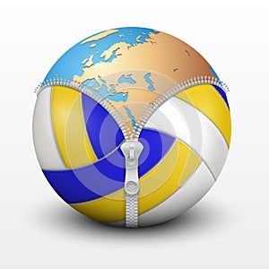 Planet Earth inside volleyball ball