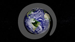 Planet earth isolate dark. 3d render of planet earth with night stars background.