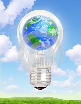 Planet Earth in a light bulb