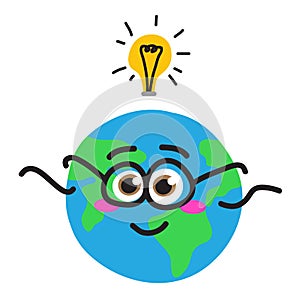 Planet Earth and light bulb. Global problems. Vector illustration.