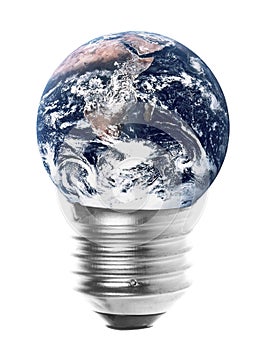 Planet Earth Light Bulb Isolated