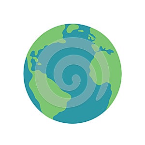 Planet earth map globe green blue illustration icon vector