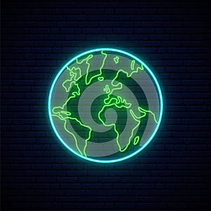 Planet Earth neon sign.