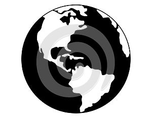 Planet Earth - North and South Ayerica - vector silhouette picture of the Earth`s hemisphere. America map for sign or logo.