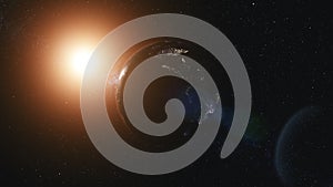 Planet Earth orbits against Sun causing fantastic eclipse