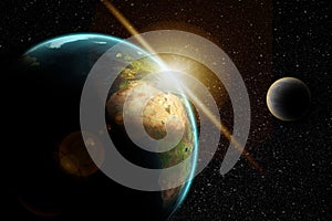 Planet earth in outer space