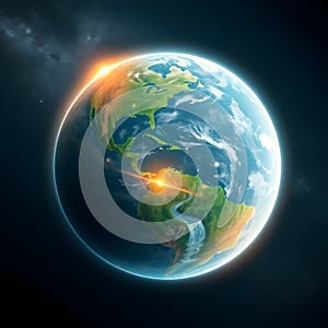 Planet Earth from Outer Space Realistic 3D Rendering