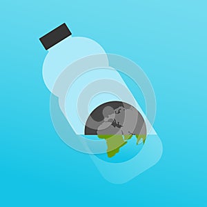 The Planet Earth in Plastic Bottle with a Little Water as a Symbol for Global Ecological Issue: Lack of Quality Water