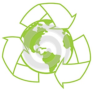Planet Earth with Recycle Symbol