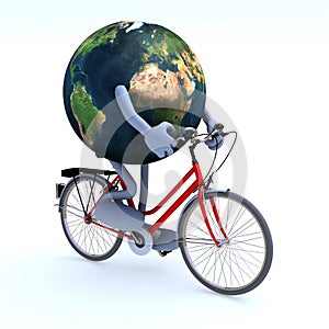 Planet earth riding a bycicle photo