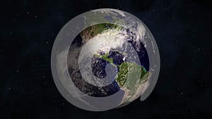 Planet Earth rotates in outer space.