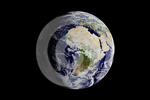 Planet Earth seen from space where the European continent and Africa are seen. 3d illustration