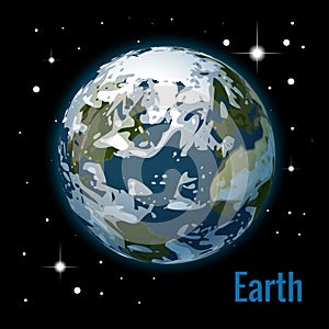 Planet earth with some clouds 3d vector illustration. High quality isometric solar system planets.