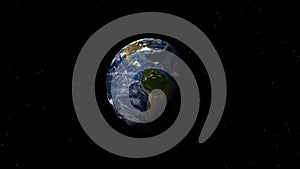 Planet earth from space. Day to night realistic world globe spinning slowly animation. full revolution of the planet around its