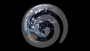 Planet earth from space. Day to night realistic world globe spinning slowly animation. full revolution of the planet around its