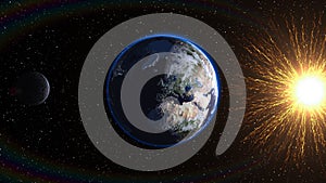 Planet Earth in space. Globe in galaxy