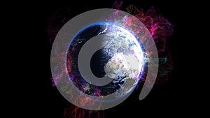 Planet Earth in space. Globe in galaxy