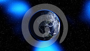 Planet Earth in space. Globe in galaxy