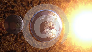 Planet Earth in space. Globe in galax