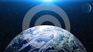 Planet Earth in space. Globe in galaxy