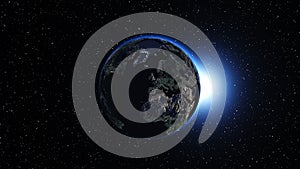 Planet Earth in space. Globe in galaxy