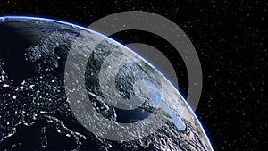 Planet Earth in space. Globe in galaxy