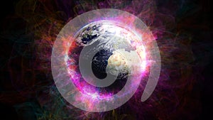 Planet Earth in space. Globe in galaxy