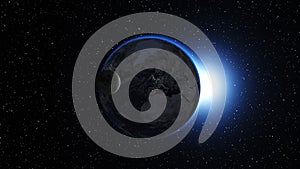 Planet Earth in space. Globe in galaxy