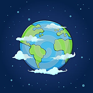 Planet Earth in Space Hand Drawing