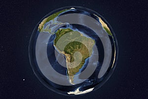 Planet Earth from space showing South America