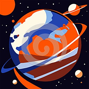 Planet Earth in space. Vector illustration in flat cartoon style. Space exploration. generative AI