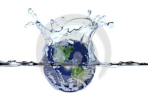 Planet Earth splashing in water