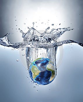 Planet Earth, splashing into water.