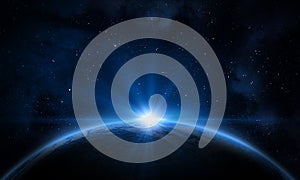 Planet Earth and Sun.