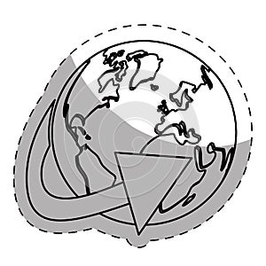 planet earth with surrounding arrow international icon image