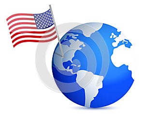 Planet earth with US flag. illustration design