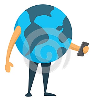 Planet earth using a smartphone