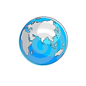 Planet earth vector illustration isolated on white background, Africa, Europe, Eurasia.