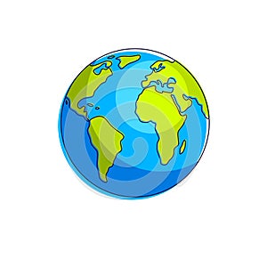 Planet earth vector illustration isolated on white background, America, Africa