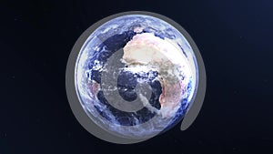 Planet Earth, view from space. 3d 4K animation of terrestrial globe