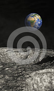 Planet Earth viewed from Moon