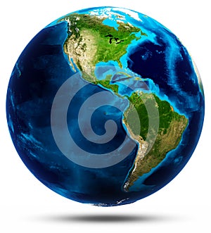 Planet Earth white isolated