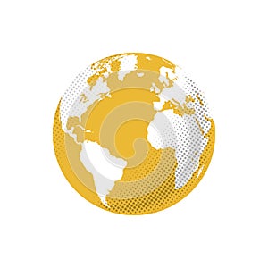 Planet earth or world globe with oceans and water flat vector color icon