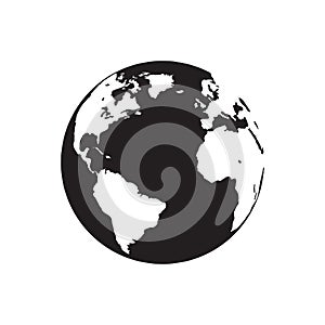 Planet Earth. World map. White and black colors design. Vector illustration