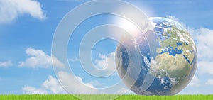 Planet earth world wide blue sky 3d-illustration