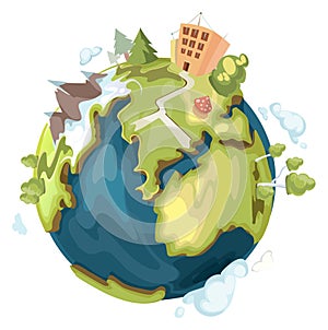 Planet ecosystem cartoon icon. Earth environment symbol photo