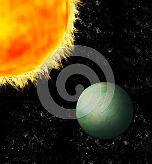 Planet enlightened by sun & x28;3D illustration& x29;