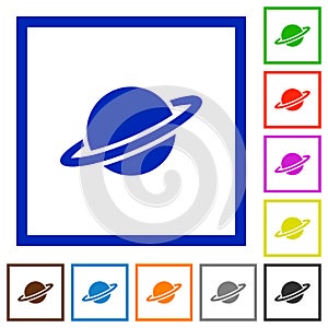 Planet flat framed icons