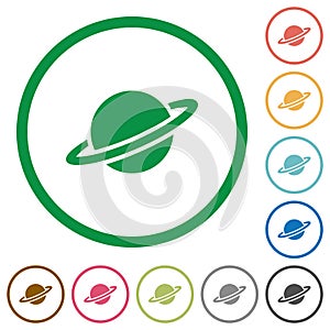 Planet flat icons with outlines