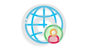 Planet Glob And Man Silhouette Job Hunting Icon Animation